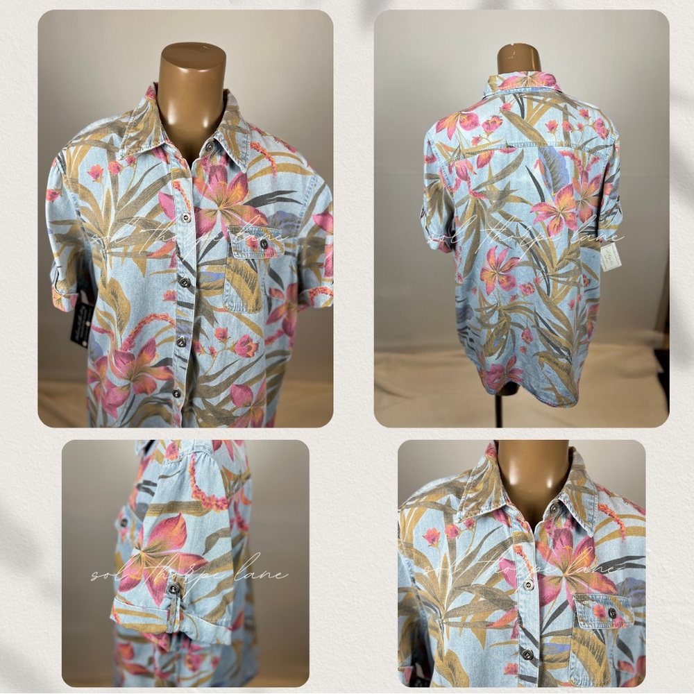 Denim & Floral Button-Up
